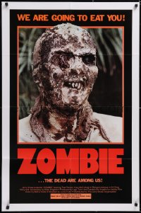 5j1240 ZOMBIE 1sh 1980 Zombi 2, Lucio Fulci classic, gross c/u of undead, we are going to eat you!