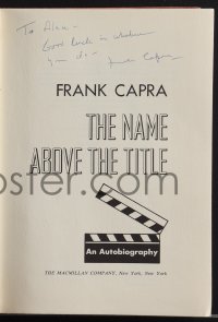 5j0120 FRANK CAPRA signed hardcover book 1971 his autobiography The Name Above The Title!