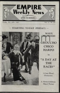 5j1649 DAY AT THE RACES local theater English program 1937 Marx Bros. Groucho, Chico & Harpo!