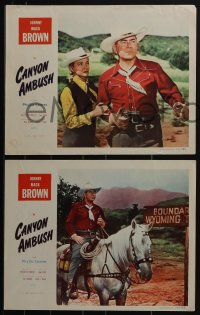 5j1486 CANYON AMBUSH 8 LCs 1952 cowboy Johnny Mack Brown, Phyllis Coates, ultra rare complete set!