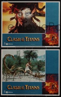 5j1490 CLASH OF THE TITANS 8 LCs 1981 Ray Harryhausen, Hamlin, Olivier, Hildebrandt border art!