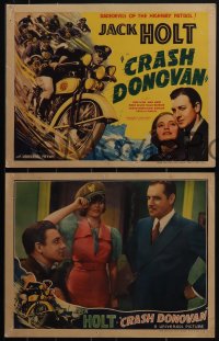 5j1494 CRASH DONOVAN 8 LCs 1936 motorcycle cop Jack Holt, the Daredevil of the Highway Patrol, rare!