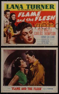 5j1503 FLAME & THE FLESH 8 LCs 1954 sexy brunette bad girl Lana Turner, plus Pier Angeli!