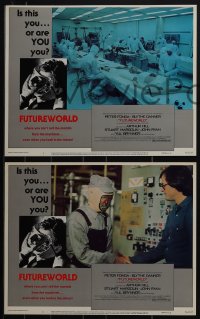 5j1508 FUTUREWORLD 8 LCs 1976 Peter Fonda, Blythe Danner, Yul Brynner, cool futuristic sci-fi images