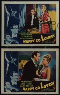 5j1586 HAPPY GO LOVELY 7 LCs 1951 David Niven, Vera-Ellen & Cesar Romero, musical!