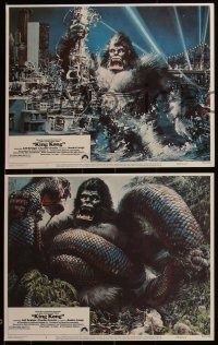 5j1519 KING KONG 8 LCs 1976 great images of sexy Jessica Lange & BIG Ape + Berkey artwork!