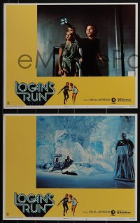 5j1525 LOGAN'S RUN 8 LCs 1976 great images of Michael York & Jenny Agutter, Charles Moll border art!