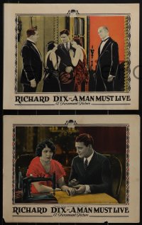 5j1612 MAN MUST LIVE 4 LCs 1925 great images of Richard Dix & Jacqueline Logan, ultra rare!