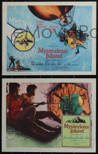 5j1536 MYSTERIOUS ISLAND 8 LCs 1961 Ray Harryhausen, Jules Verne sci-fi, cool hot-air balloon tc art!