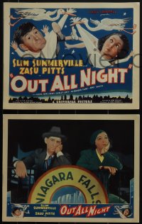 5j1540 OUT ALL NIGHT 8 LCs 1933 Slim Summerville & Zasu Pitts in comedy, ultra rare complete set!