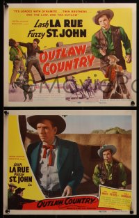 5j1541 OUTLAW COUNTRY 8 LCs 1948 Lash La Rue as twin brothers, one the law, one the outlaw, Fuzzy!