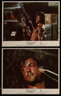 5j1544 RAMBO FIRST BLOOD PART II 8 LCs 1985 cool images of one man army Sylvester Stallone!