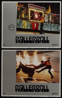 5j1550 ROLLERBALL 8 LCs 1975 John Houseman, James Caan, Maud Adams & most dangerous sci-fi game!