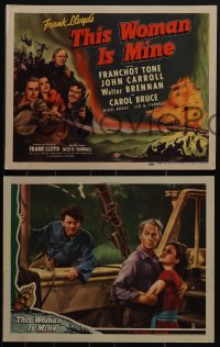 5j1573 THIS WOMAN IS MINE 8 LCs 1941 Carol Bruce, Franchot Tone & John Carroll, great title card art!