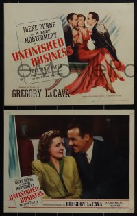 5j1576 UNFINISHED BUSINESS 8 LCs 1941 Robert Montgomery & Preston Foster love sexy Irene Dunne!