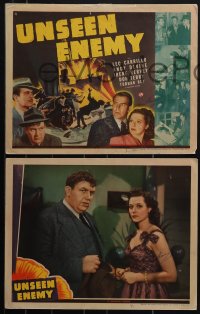 5j0099 UNSEEN ENEMY 8 LCs 1942 THREE signed by Irene Hervey, who's with Leo Carrillo & Andy Devine!