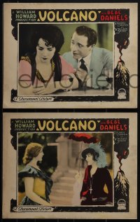 5j1618 VOLCANO 4 LCs 1926 Bebe Daniels, Ricardo Cortez & Wallace Beery, cool border art, rare!