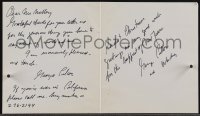 5j0123 GEORGE CUKOR signed greeting card 1977 he wrote a nice letter & sent a cute dog photo!