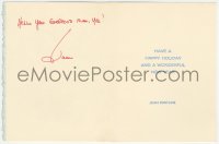 5j0124 JOAN FONTAINE signed greeting card 1978 Happy New Year, she wrote hello you gorgeous man, you!