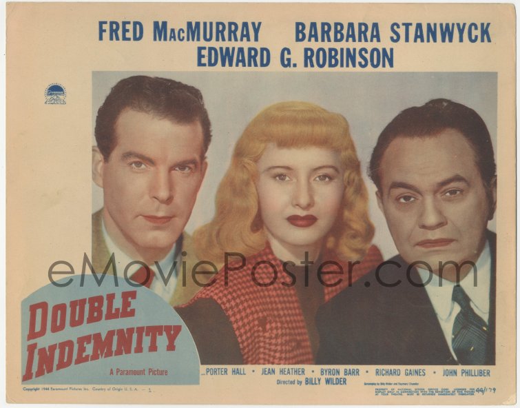 5j1395 Double Indemnity Lc 1 1944 Billy Wilder Barbara Stanwyck Fred 