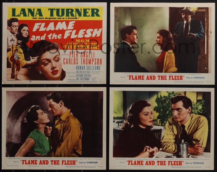 5j1503 Flame And The Flesh 8 Lcs 1954 Sexy Brunette Bad