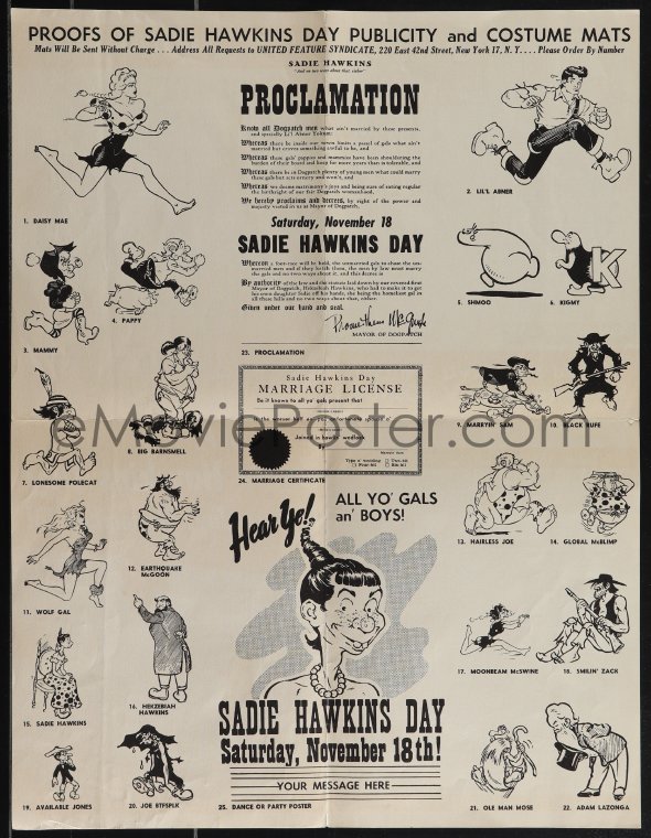 Image For 5j0513 Lil Abner Promo Brochure 1950 Sadie Hawkins Day Celebrations 0876