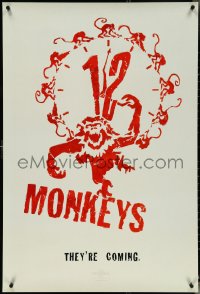 5k0311 12 MONKEYS teaser 1sh 1995 Bruce Willis, Brad Pitt, Stowe, Terry Gilliam directed sci-fi!