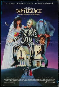 5k0334 BEETLEJUICE 1sh 1988 Tim Burton, Ramsey art of Michael Keaton, Baldwin & Geena Davis!