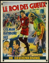 5k0604 IF I WERE KING Belgian R1950s Wik artwork of Ronald Colman, Basil Rathbone & Frances Dee