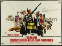 5k0089 SAND PEBBLES British quad 1967 Navy sailor Steve McQueen & Candice Bergen, Terpning art!