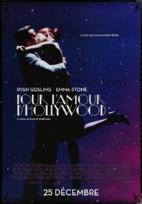 5k0131 LA LA LAND advance Canadian 1sh 2016 Ryan Gosling, Emma Stone embracing, all French design!