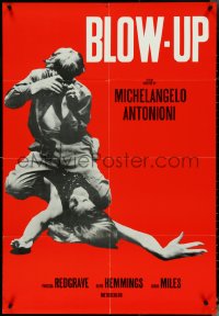 5k0206 BLOW-UP 27x39 Swiss commercial poster 1980s Antonioni, Hemmings straddles sexy Verushka!