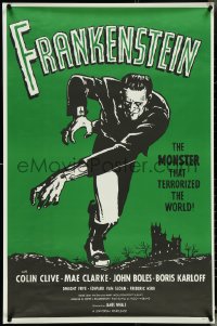 5k0211 FRANKENSTEIN 26x40 commercial poster 1990s Karloff as the monster from 1960s re-release one sheet!