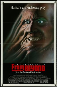 5k0401 FROM BEYOND 1sh 1986 H.P. Lovecraft, wild sci-fi horror image, humans are such easy prey!