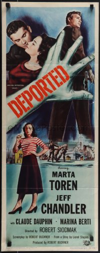 5k0912 DEPORTED insert 1950 Jeff Chandler in handcuffs, sexy bad girl Marta Toren!