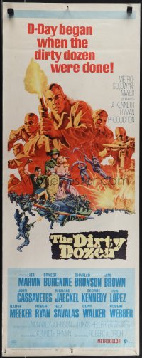 5k0913 DIRTY DOZEN insert 1967 Charles Bronson, Jim Brown, Lee Marvin, cool Frank McCarthy art!