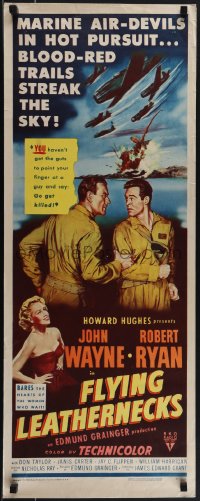 5k0919 FLYING LEATHERNECKS insert 1951 art of air-devils John Wayne & Robert Ryan, Howard Hughes