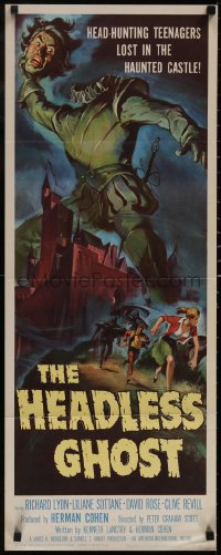 5k0924 HEADLESS GHOST insert 1959 head-hunting teens lost in the haunted castle, Reynold Brown art!