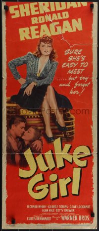 5k0933 JUKE GIRL insert 1942 sexy smoking Ann Sheridan and close-up with Ronald Reagan, rare!