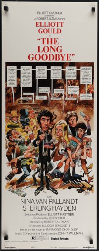 5k0943 LONG GOODBYE style C insert 1973 Elliott Gould as Philip Marlowe, great Jack Davis artwork!