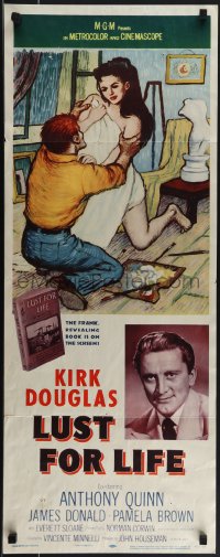 5k0944 LUST FOR LIFE insert 1956 wonderful artwork of Kirk Douglas as artist Vincent Van Gogh!