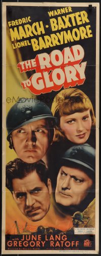 5k0970 ROAD TO GLORY insert 1936 Howard Hawks, Fredric March, Warner Baxter, Lang, ultra rare!