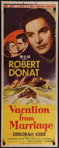 5k0993 VACATION FROM MARRIAGE insert 1945 great art & images of Robert Donat & pretty Deborah Kerr!