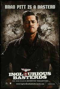 5k0425 INGLOURIOUS BASTERDS teaser DS 1sh 2009 Quentin Tarantino, c/u of Brad Pitt as Aldo Raine!