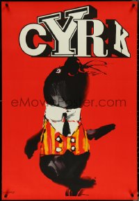 5k0262 CYRK Polish 26x39 1965 wonderful artwork of seal in a suit by Waldemar Swierzy!