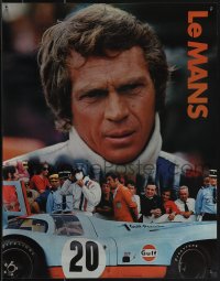 5k0616 LE MANS 17x22 special poster 1971 Gulf Oil, close up of race car driver Steve McQueen!