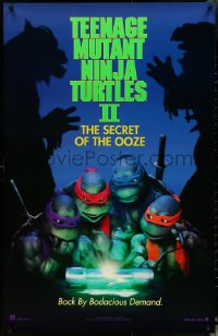 5k0536 TEENAGE MUTANT NINJA TURTLES II teaser 25x39 1sh 1991 Secret of the Ooze, borderless design!