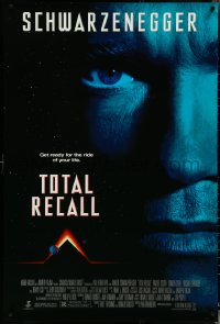 5k0542 TOTAL RECALL 1sh 1990 Paul Verhoeven directed, huge close-up of Arnold Schwarzenegger!