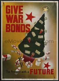 5k0638 GIVE WAR BONDS THE PRESENT WITH A FUTURE 10x14 WWII war poster 1943 Snider Xmas tree art!