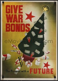 5k0639 GIVE WAR BONDS THE PRESENT WITH A FUTURE 20x28 WWII war poster 1943 Snider Xmas tree art!